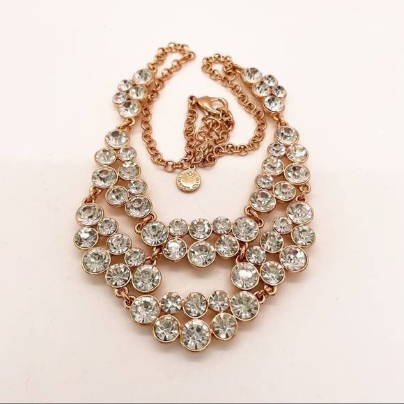 Charter Club Gold Tone Rhinestone Cluster Necklace - Picture 2 of 5